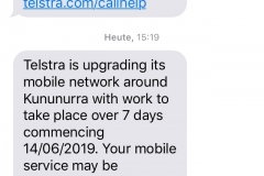 Da hat man schon mal Telstra Empfang und dann das ...